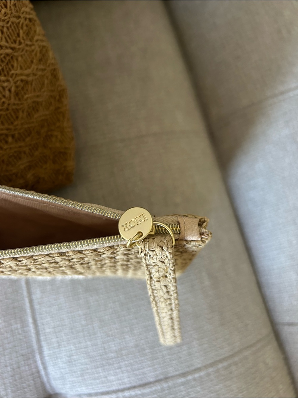 Dior Natural Raffia Tote with Matching Raffia Pouch - Picture 3 of 8